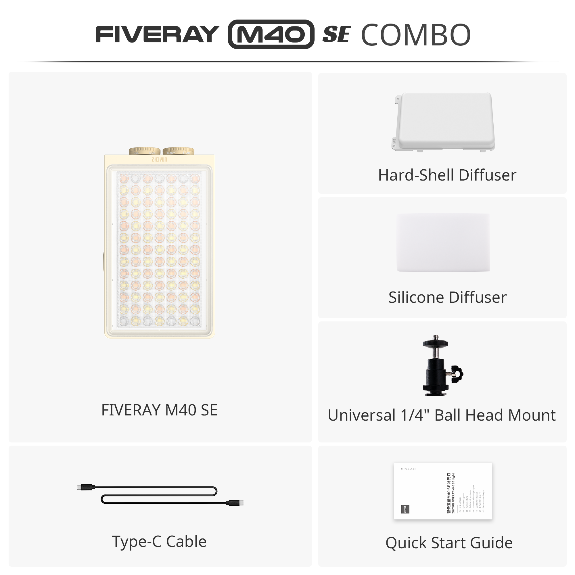 Zhiyun Fiveray M40 SE Videoleuchte 40W Combo 17100 Lux
