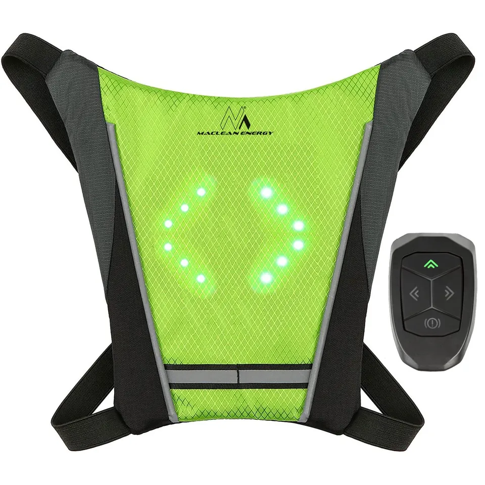 Maclean Sicherheitswarnweste mit LED-Blinker USB Fernbedienung