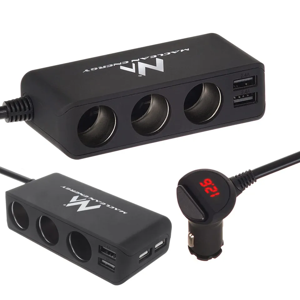 Maclean MCE117 Zigarettenanzünder-Verteiler 3-fach + 4x USB Voltmeter